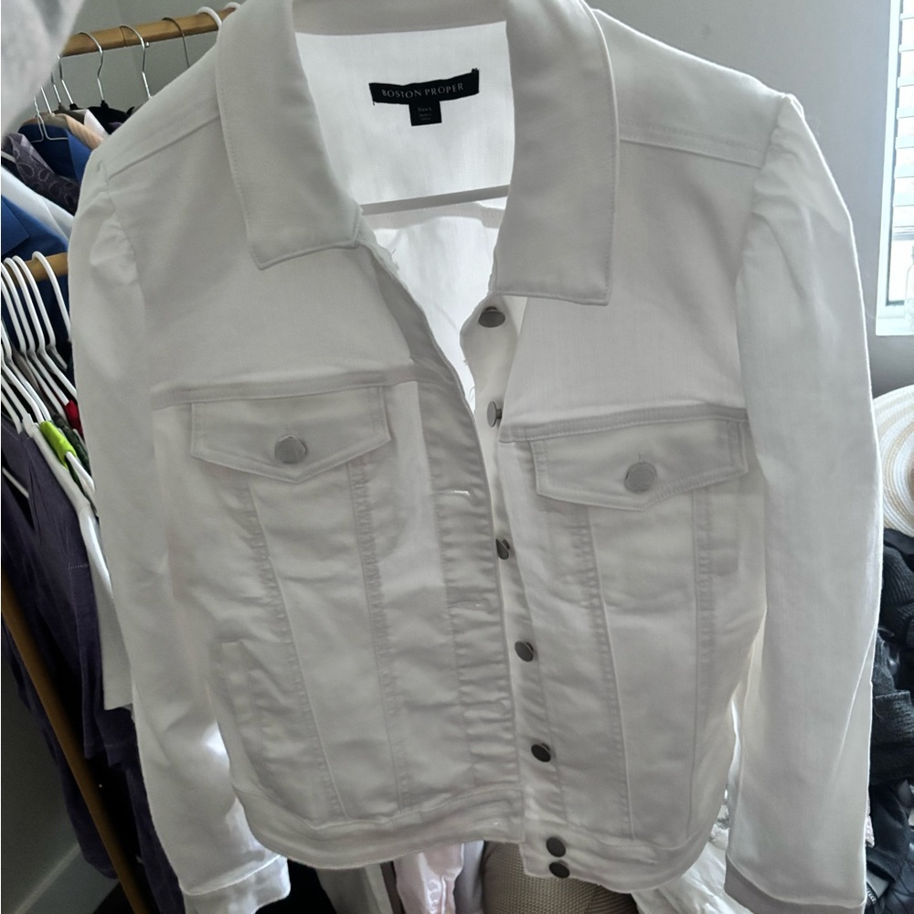 Boston Proper Classic White Jean Jacket